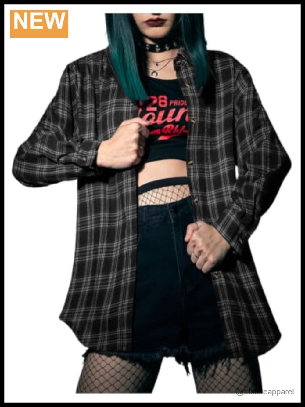 Grunge Punk Plaid Button Down Shirt Long Sleeve Loose Y2k Blouse Streetwear